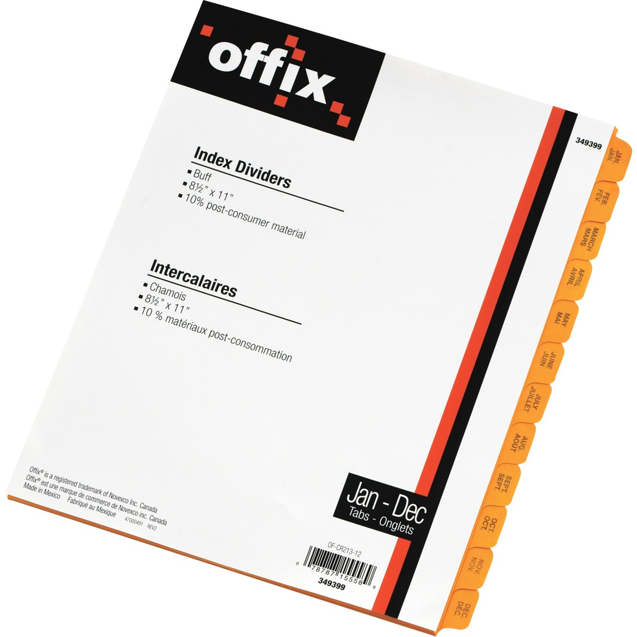 Novexco Index Dividers, (8.5" x 11") Jan-Dec - Image 1